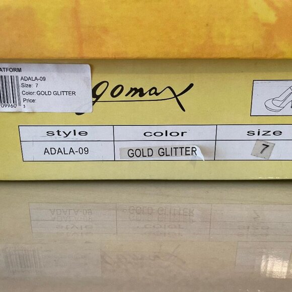 Go Max Adala Women's Size 7 Gold Sparkly Glitter Platform Pumps 5” Heels NEW - Picture 4 of 14